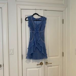 Philosophy by Alberta Ferretti Blue dress with lace frill detail front and back